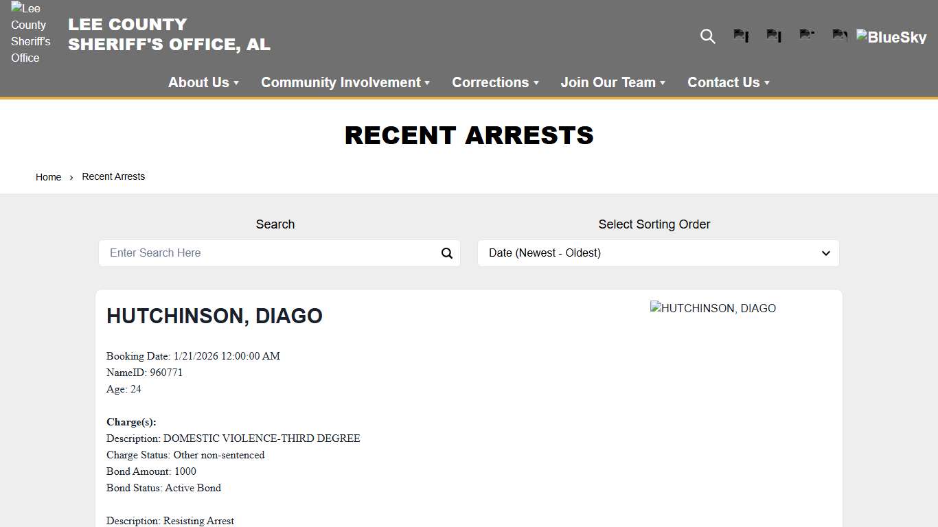 Recent Arrests | Lee County Sheriff’s Office Alabama
