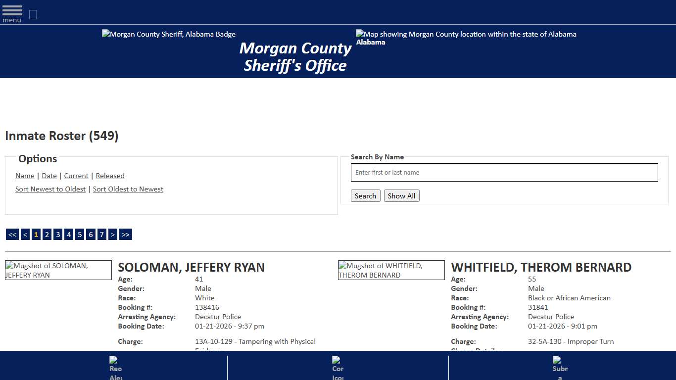 Inmate Roster - Current Inmates Booking Date Descending - Morgan County Sheriff, Alabama